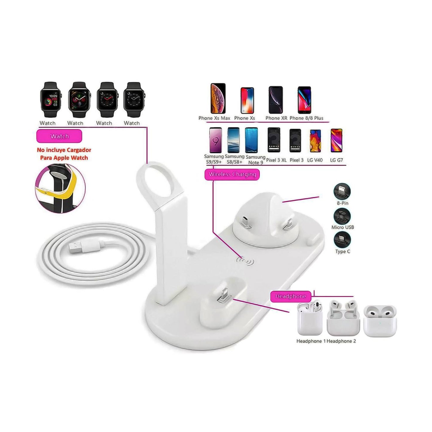 Estacion De Carga Para iPhone Air Pods B